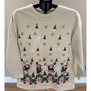Vintage Avon Ugly Christmas Sweater‎  Sweatshirt Cats Trees Cream Festive